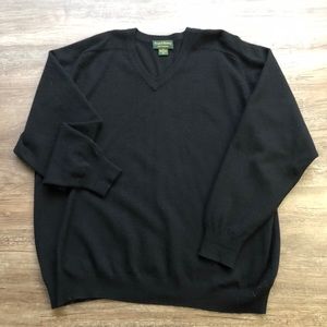 100% Cashmere black v-neck pullover sweater XXL